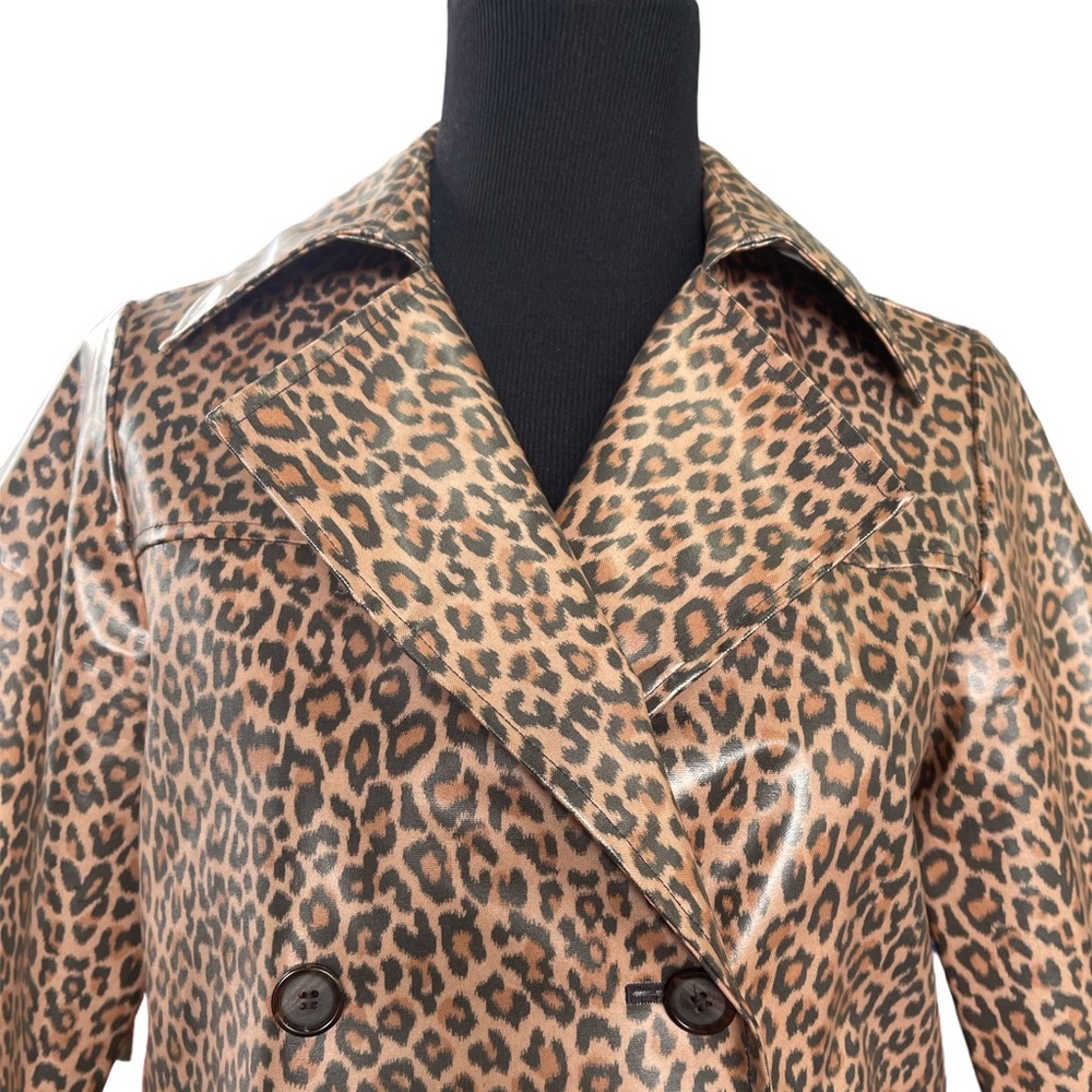 Something Navy Leopard Print Rain Jacket, Trench … - image 3